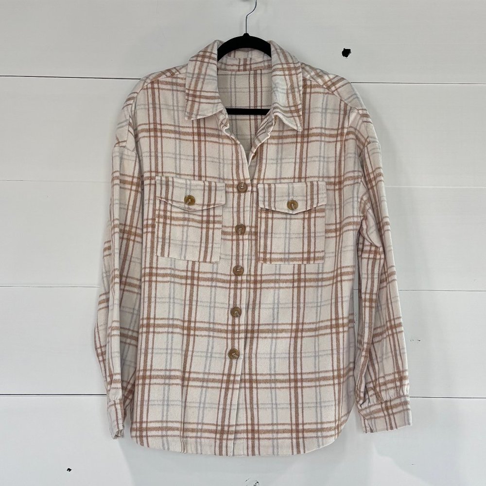 NWOT Grapent Plaid Oversized Shacket Shirt Jacket L